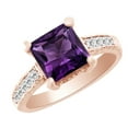 thumbnail image 1 of AFFY (3.2 cttw) Simulated Amethyst & White Natural Diamond Vintage Style Engagement Wedding Ring In 14k Rose Gold With Ring Size 13, 1 of 1