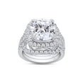 thumbnail image 1 of AFFY 3.50CT Cushion & Round Moissanite Diamond Halo Bridal Rings Set 14K White Gold over Silver-4.5, 1 of 6