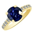 thumbnail image 1 of AFFY (3.73ct) Simulated Blue Sapphire & White Diamond Engagement Ring In 14k Yellow Gold With Ring Size 9, 1 of 1