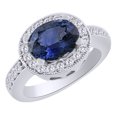 thumbnail image 1 of AFFY (3.7ct) Simulated Blue Sapphire & White Diamond Halo Engagement Ring In 14k Solid Gold With Ring Size 7.5, 1 of 1