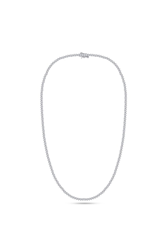 3 Prong 2.5mm Tennis Necklace for Women, 14K White Gold Over Sterling Silver 5.50ctw Round Lab Created Moissanite Tennis Thin Necklace Chain Jewelry 16 inch