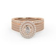 thumbnail image 1 of AFFY 3 Row Double Halo Bridal Set Ring for Women, 0.80 Carat (ctw) Oval Cut Lab Grown Diamond Ladies Engagement Wedding Ring In 10K Solid Rose Gold F-G, VS-SI Quality -8, 1 of 6