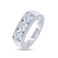 thumbnail image 1 of AFFY 3 Stone Men's Ring Lab Created Moissanite Wedding Band Ring For Men's In 14k White Gold Plated Sterling Silver Jewlery Gift For Him Her (1.00 Cttw) Ring Size -14, 1 of 6