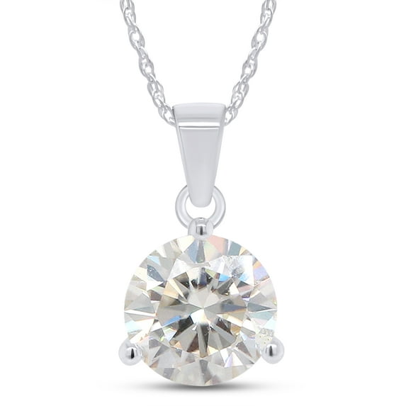 AFFY 3CT Moissanite Pendant Necklace 18K White Gold Plated Silver D Color Ideal Cut Diamond Necklace for Women