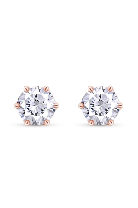 4 Carat Moissanite Diamond Solitaire Stud Earrings for Women 14K Rose Gold over silver