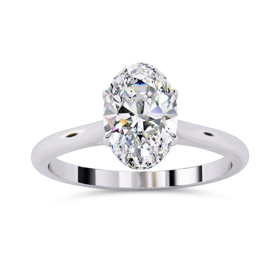 AFFY 4 Prong Solitaire Engagement Ring for Women, 1.20 Carat (ctw) Oval Cut Lab Grown Diamond Ring In 10K Solid White Gold F-G, VS-SI Quality Gifts For Her Ring Size-7