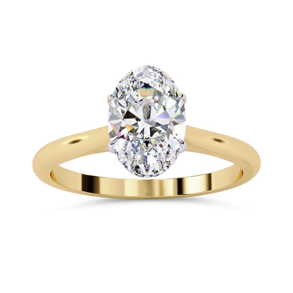 AFFY 4 Prong Solitaire Engagement Ring for Women, 1.20 Carat (ctw) Oval Cut Lab Grown Diamond Ring In 10K Solid Yellow Gold F-G, VS-SI Quality Gifts For Her Ring Size-6