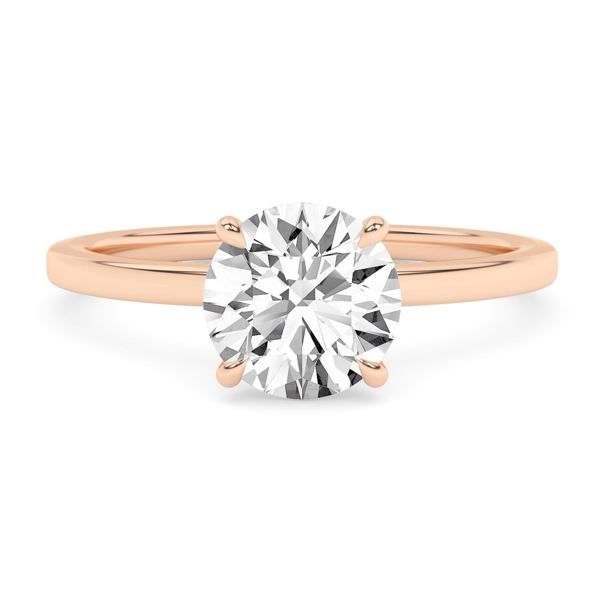 AFFY 4-Prong Solitaire Engagement Rings For Women, 1.00 Carat (ctw) Round Lab Created Moissanite Promise Ring For Her In 10k Solid Rose Gold | VVS1 Quality Ring Size-4.5