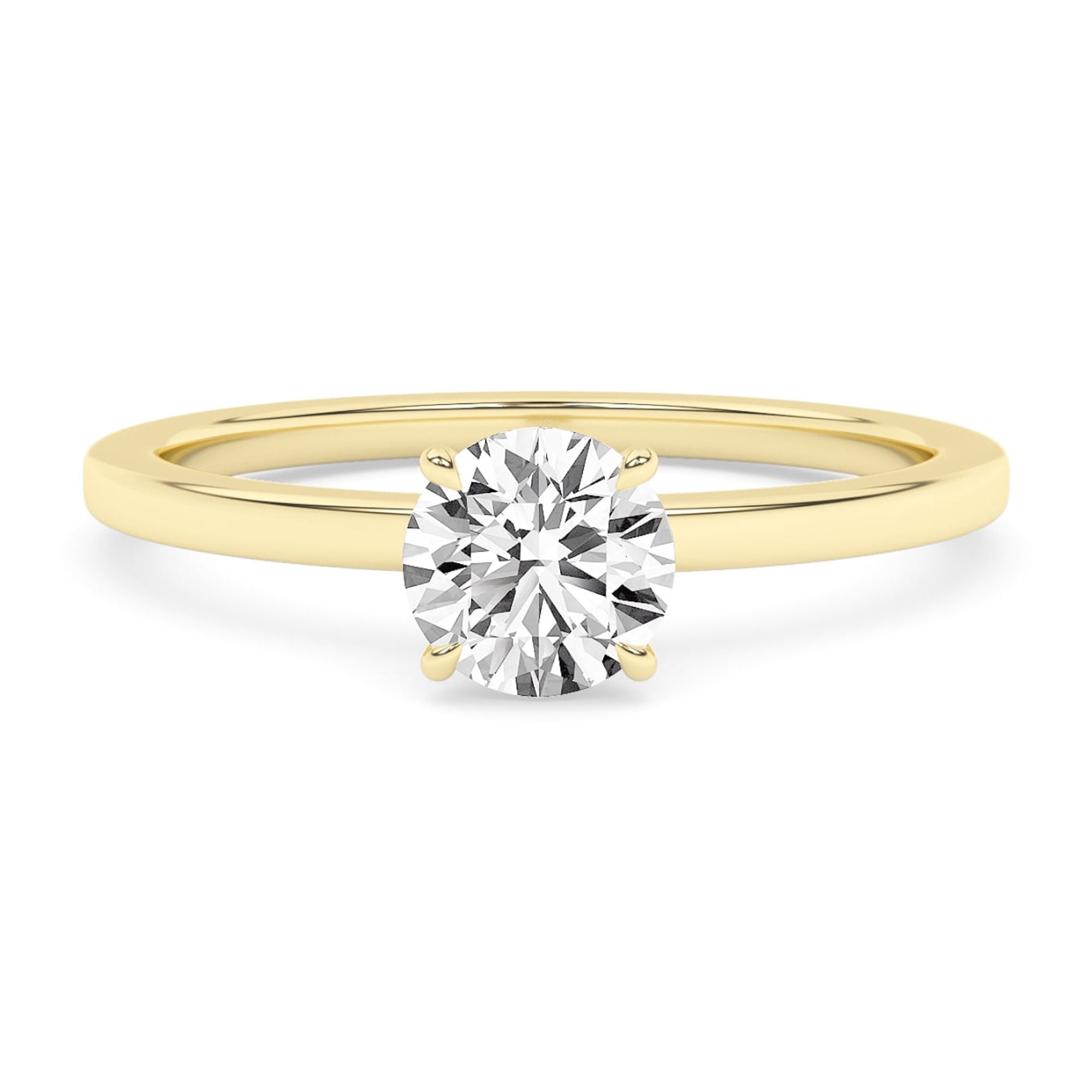 AFFY 4-Prong Solitaire Engagement Rings For Women, 1/2 Carat (ctw) Round Lab Created Moissanite Promise Ring For Her In 14k Yellow Gold Over Sterling Silver | VVS1 Quality Ring Size-6