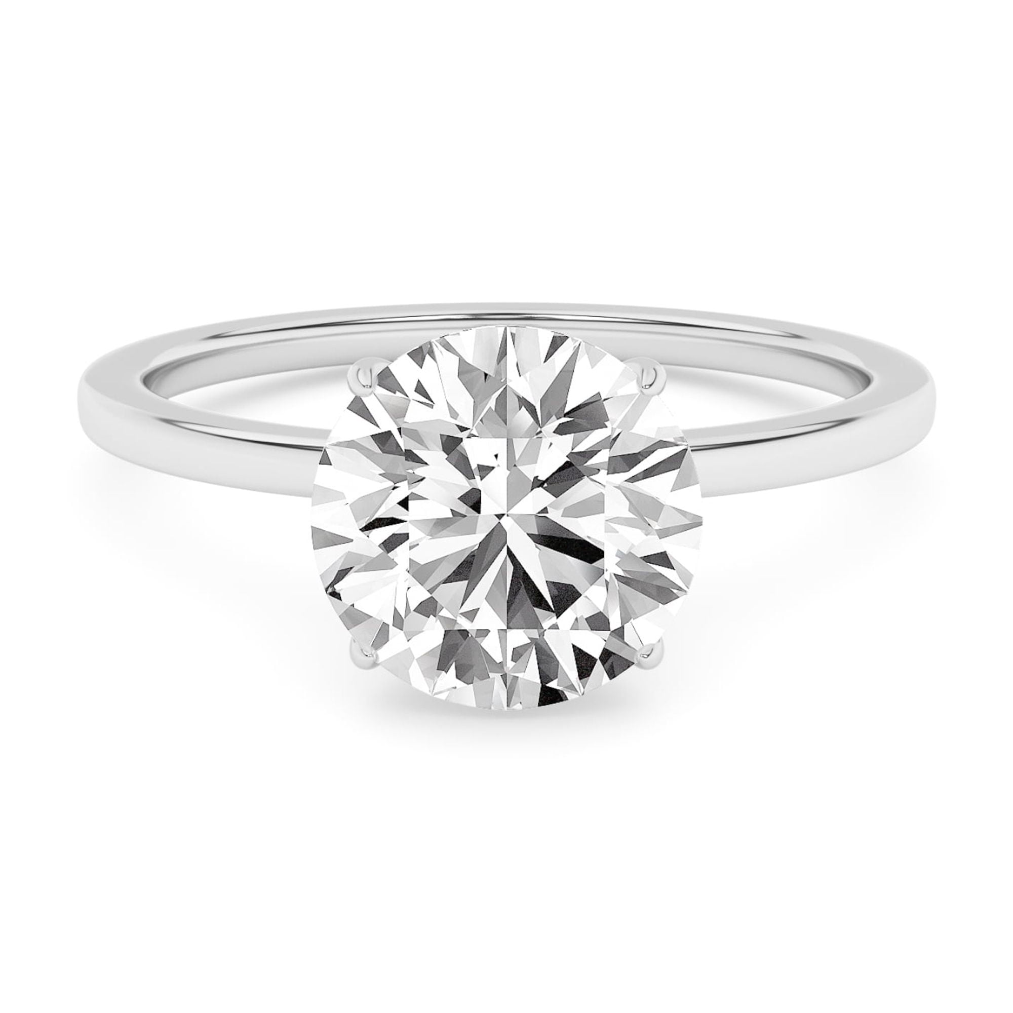 AFFY 4-Prong Solitaire Engagement Rings For Women, 2.00 Carat (ctw) Round Lab Created Moissanite Promise Ring For Her In 10k Solid White Gold | VVS1 Quality Ring Size-6.5