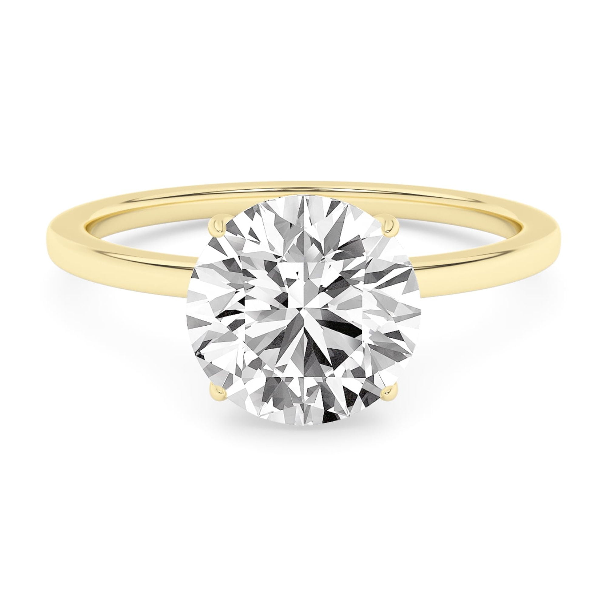 AFFY 4-Prong Solitaire Engagement Rings For Women, 2.00 Carat (ctw) Round Lab Created Moissanite Promise Ring For Her In 10k Solid Yellow Gold | VVS1 Quality Ring Size-5