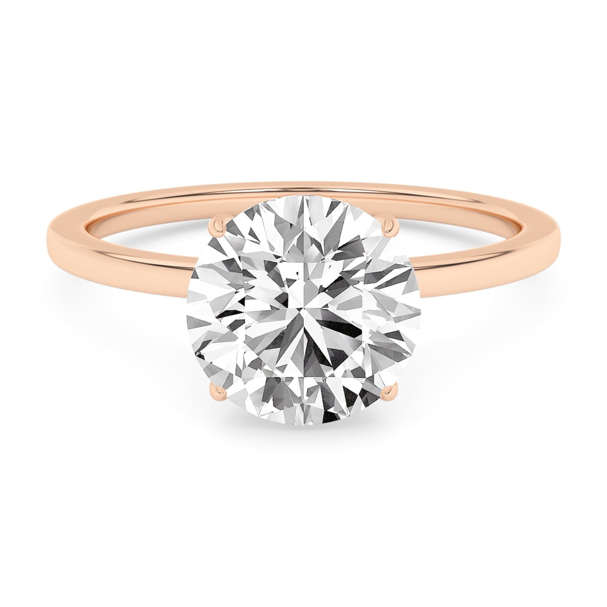 AFFY 4-Prong Solitaire Engagement Rings For Women, 2.00 Carat (ctw) Round Lab Created Moissanite Promise Ring For Her In 14k Solid Rose Gold | VVS1 Quality Ring Size-7.5