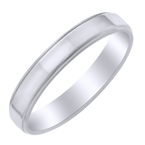 AFFY 4MM Flat With Step Edge Band Ring in 10k White Gold Ring Size - 4
