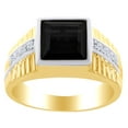thumbnail image 1 of AFFY 5.89 Ct Square Cut Black Cubic Zirconia & Simulated White Topaz Two-tone Men's Ring in 14k Yellow Gold Over Sterling SilverRing Size - 7, 1 of 1