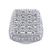 AFFY 5 Carat Round Cut Lab Created Moissanite Mens Dome Cluster Anniversary Wedding Band Ring In 14K White Gold Over Sterling Silver Jewelry Gift For Men VVS1 Clarity, 5.00 Cttw-8.5