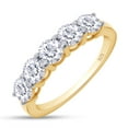 thumbnail image 1 of AFFY 5 Stone Moissanite Ring 1.2cttw Round Lab Created Diamond 14K Yellow Gold Plated 925 Sterling Silver Stackable Rings For Women-6.5, 1 of 5