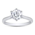 thumbnail image 1 of AFFY 6-Prong Solitaire Style, 6.5MM Round Cut Lab Created Moissanite Diamond Solitaire Wedding Promise Ring For Women In 14K White Gold Over Sterling Silver (VVS1 Clarity 0.90 Cttw)-8, 1 of 6