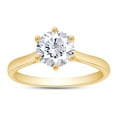thumbnail image 1 of AFFY 6-Prong Solitaire Style, 6.5MM Round Cut Lab Created Moissanite Diamond Solitaire Wedding Promise Ring For Women In 14K Yellow Gold Over Sterling Silver (VVS1 Clarity 0.90 Cttw)-5.5, 1 of 6