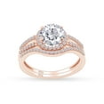 thumbnail image 1 of AFFY 6MM Round Moissanite Diamond Halo Bridal Ring Set for Women 14K Rose Gold over Silver-4, 1 of 6