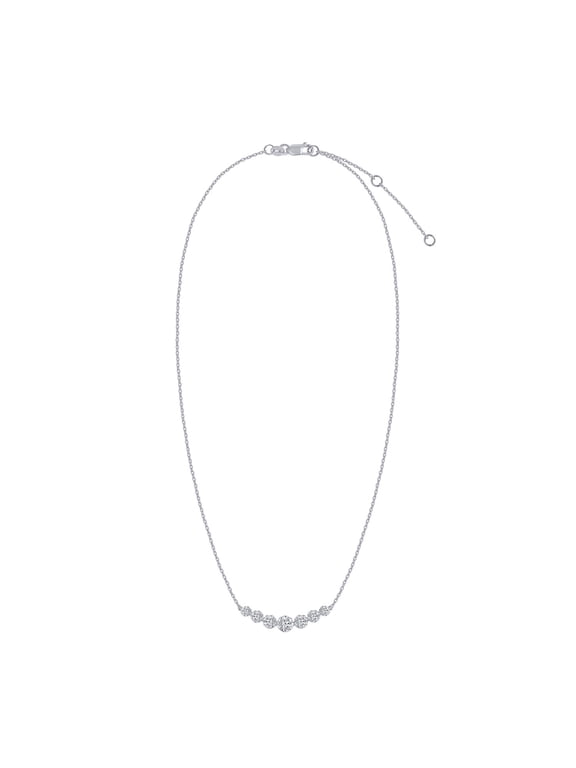7-Stone Necklace For Women | 1 1/5 Carat Round Shape Lab Grown Diamond Tow Tone Choker Necklace In 14K White Gold Over Sterling Silver Jewelry With 18" Cable Chain (1.20 Cttw)