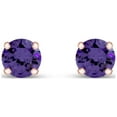 thumbnail image 1 of AFFY 7mm Round Cut Simulated Amethyst Stud Earrings in 14k Rose Gold Over Sterling Silver, 1 of 5