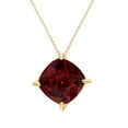 thumbnail image 1 of AFFY 8.0mm Cushion Cut Simulated Garnet Solitaire Pendant in 14K Yellow Gold Over Sterling Silver, 1 of 1