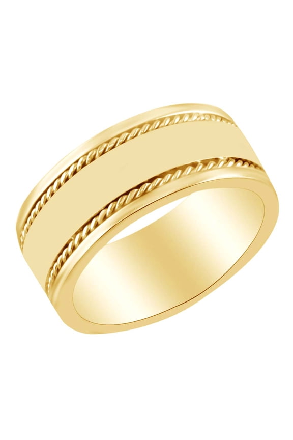8MM Mens Wedding Rope Band Ring In 14k Solid Yellow Gold Ring Size-8.5