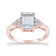 thumbnail image 1 of AFFY 8X6MM Emerald Cut Blue Aquamarine & White Topaz CZ Bridal Engagement Ring for Women in 14k Rose Gold Over Sterling Silver Jewelry Gift For Her, Ring Size-10, 1 of 6