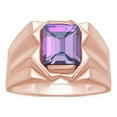 thumbnail image 1 of AFFY 8x10 mm Simulated Birthstone Men's Ring Alexandrite In 14K Rose Gold Plated 925 Sterling Silver. Ring Size 12, 1 of 6