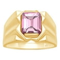 thumbnail image 1 of AFFY 8x10 mm Simulated Birthstone Men's Ring Pink Tourmaline In 14K Yellow Gold Plated 925 Sterling Silver. Ring Size 8, 1 of 5