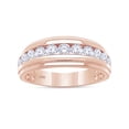 thumbnail image 1 of AFFY Anniversary Wedding Band For Men Round 1.00 Carat Lab Grown Diamond Half Eternity Rings in 10K Solid Rose Gold Jewelry Gift for Him Ring Size 11, 1 of 7