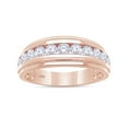 thumbnail image 1 of AFFY Anniversary Wedding Band For Men Round 1.00 Carat Lab Grown Diamond Half Eternity Rings in 10K Solid Rose Gold Jewelry Gift for Him Ring Size 7.5, 1 of 7