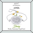 thumbnail image 1 of AFFY April Birth Month Daisy Flower Oval Frame Disk Bolo Bracelet In 14K White Gold Plated 925 Sterling Silver for Womens - 7", 1 of 6