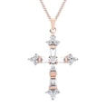 thumbnail image 1 of AFFY Baguette Cut White Cubic Zirconia Cross Pendant Necklace in 14K Rose Gold Over Sterling Silver, 1 of 5