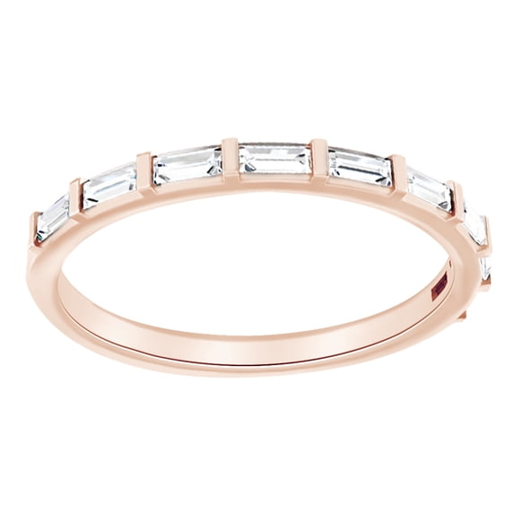 AFFY Baguette Cut White Natural Diamond Anniversary Band Ring In 14K Solid Rose Gold (0.25 Ct), Ring Size-11.5