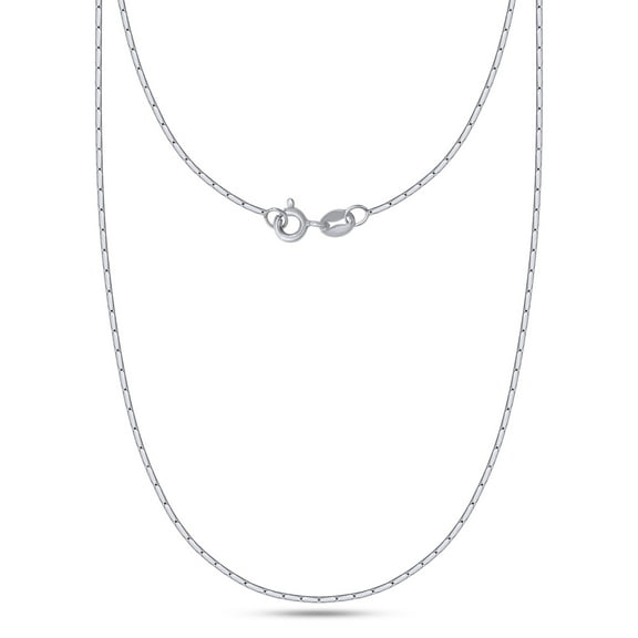 AFFY Bar link Chain Necklace for Women and Men Italian Crafted 0.80mm Bamboo Shape Link Chain 18 Inch 14K White Gold Over 925 Sterling Silver with Spring Ring Clasp