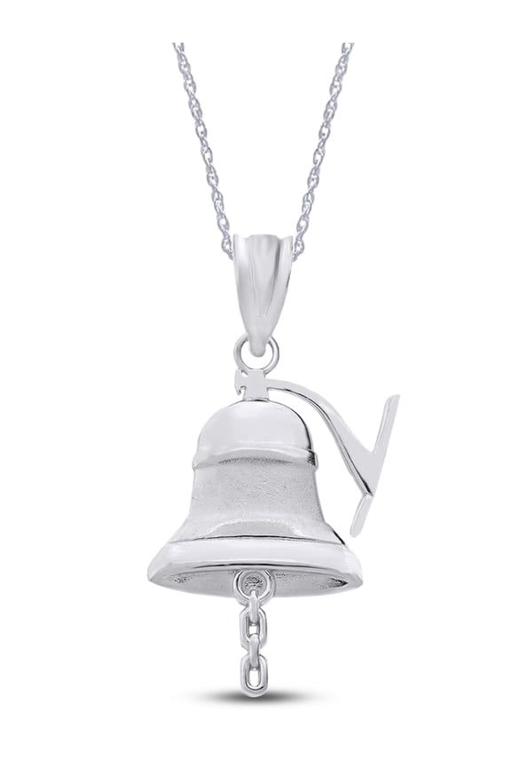 Bell Pendant Necklace In 14K Gold Plated 925 Sterling Silver 18" Chain