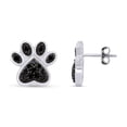 thumbnail image 1 of AFFY Black Diamond Accent Paw Print Womens Stud Earrings 14k White Gold Over 925, 1 of 6