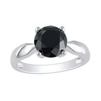 AFFY Black Natural Diamond Solitaire Ring In 10k White Gold (3 Cttw)