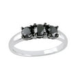 thumbnail image 1 of AFFY Black Natural Diamond Three Stone Ring in 10k White Gold, 1 of 1