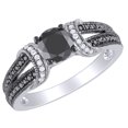 thumbnail image 1 of AFFY Black & White Natural Diamond Collar Ring in 10k White Gold, 1 of 1