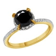 thumbnail image 1 of Black & White Natural Diamond Solitaire Engagement Ring in 10k Yellow Gold (2 Cttw), 1 of 1