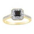 thumbnail image 1 of AFFY Black & White Natural Diamond Square Framed Ring in 10k Yellow Gold, 1 of 1