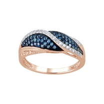 AFFY Blue & White Natural Diamond Fashion Ring In 10k Rose Gold (0.5 Cttw)