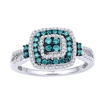 AFFY Blue & White Natural Diamond Fashion Ring In 10k White Gold (0.5 Cttw)