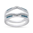 thumbnail image 1 of AFFY Blue & White Natural Diamond Wrap Guard Enhancer Engagement Ring in 14k White Gold (0.50 Cttw), 1 of 9