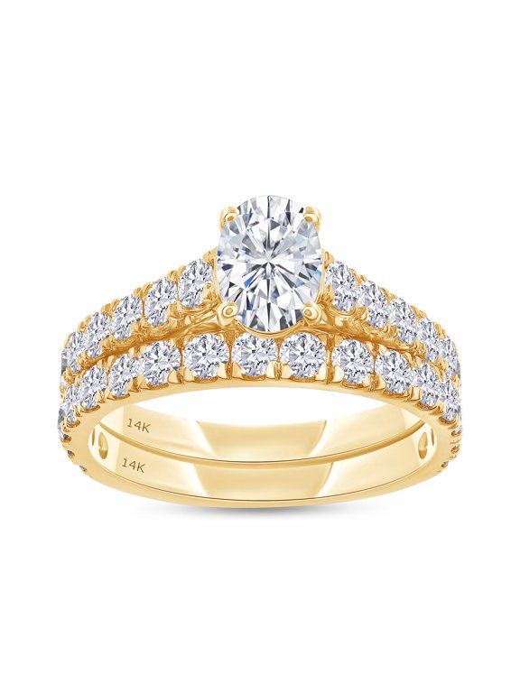 Bridal Ring Set For Women, 2.00 Carat Oval & Round Shape Lab Grown Diamond Promise Wedding Ring Set In 14K Solid Yellow Gold Jewelry Gifts For Her (2.00 Cttw)-10