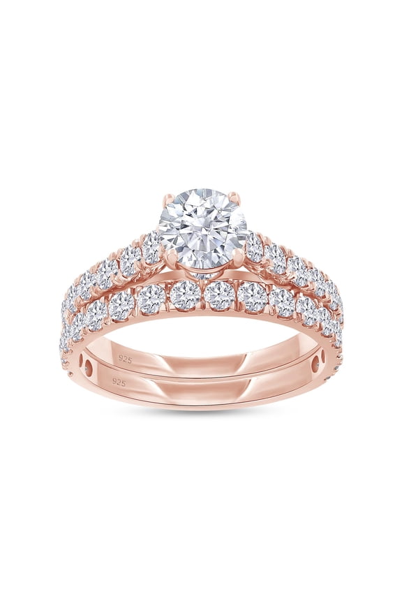 Bridal Ring Set For Women, 2.00 Carat Round Lab Grown Diamond Engagement Wedding Rings Set In 14K Rose Gold Over Sterling Silver Jewelry Gifts For Her (2.00 Cttw)-10