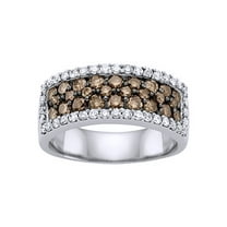 AFFY Brown & White Natural Diamond Fashion Ring In 10k White Gold (1.5 Cttw)