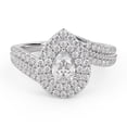 thumbnail image 1 of AFFY Bypass Double Halo Solitaire Engagement Ring for Women, 0.90 Carat (ctw) Pear And Round Cut Lab Grown Diamond Ring In 10K Solid White Gold F-G, VS-SI Quality Ring Size-10, 1 of 6